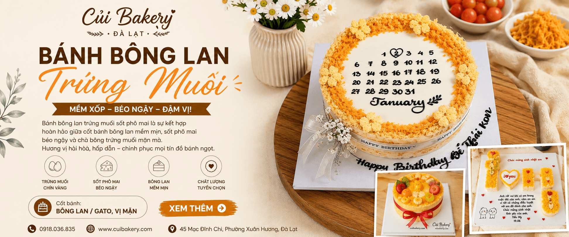 Mẫu bánh bông lan trướng muối