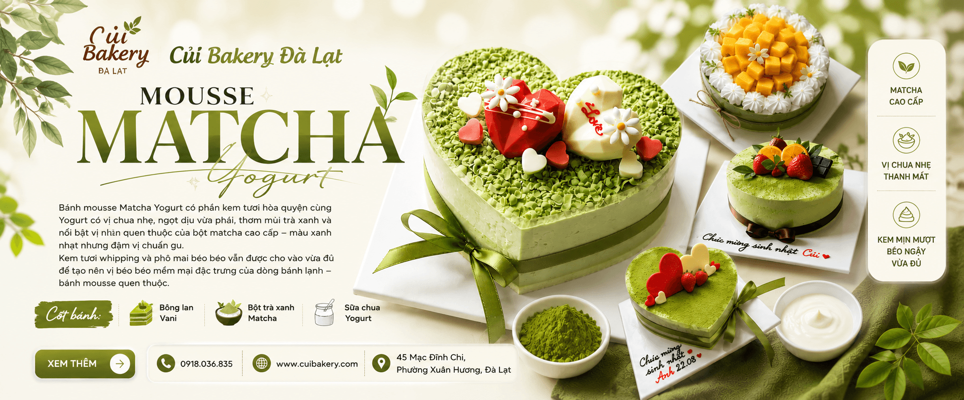 Bánh  Mousse Matcha yogurt